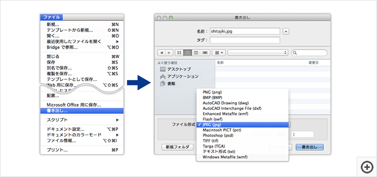 ご入稿いただいたデータの確認用カンプ画像作成方法の画像