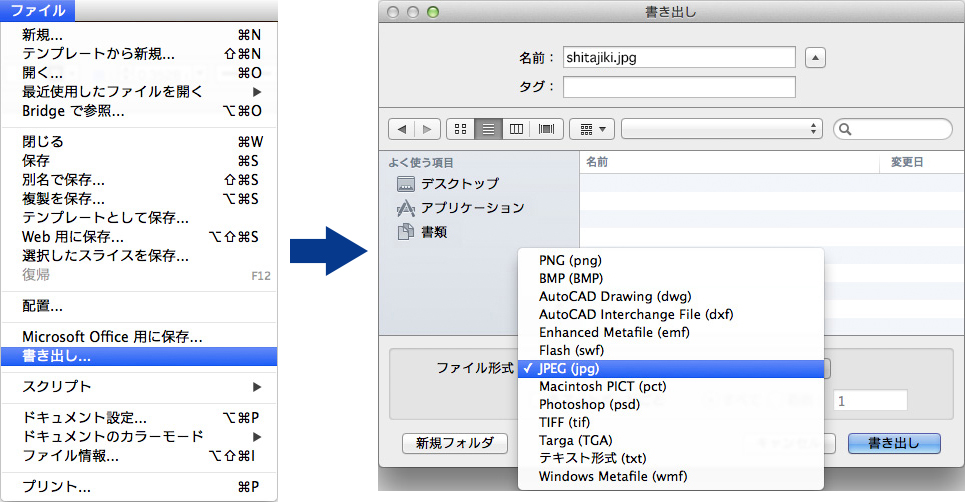 ご入稿いただいたデータの確認用カンプ画像作成方法の拡大画像